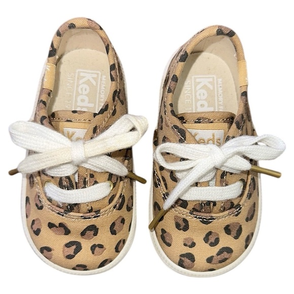 Keds Champion Crib Adorable Leopard Print Lace Up Baby Girl Shoes Sz 3M - Picture 1 of 7